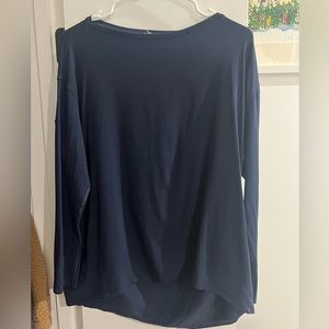 Navy Lululemon Back in Action long-sleeved shirt, size 8.